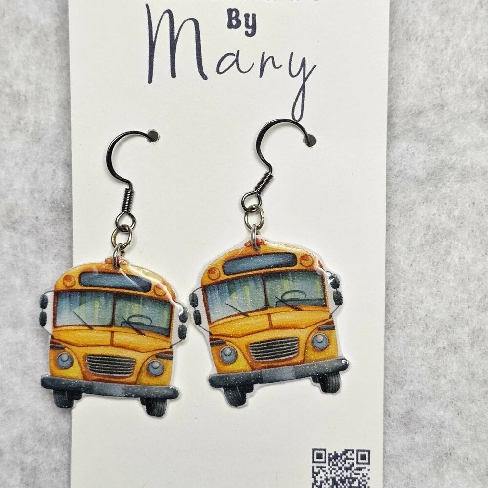 Handmade school buss earrings